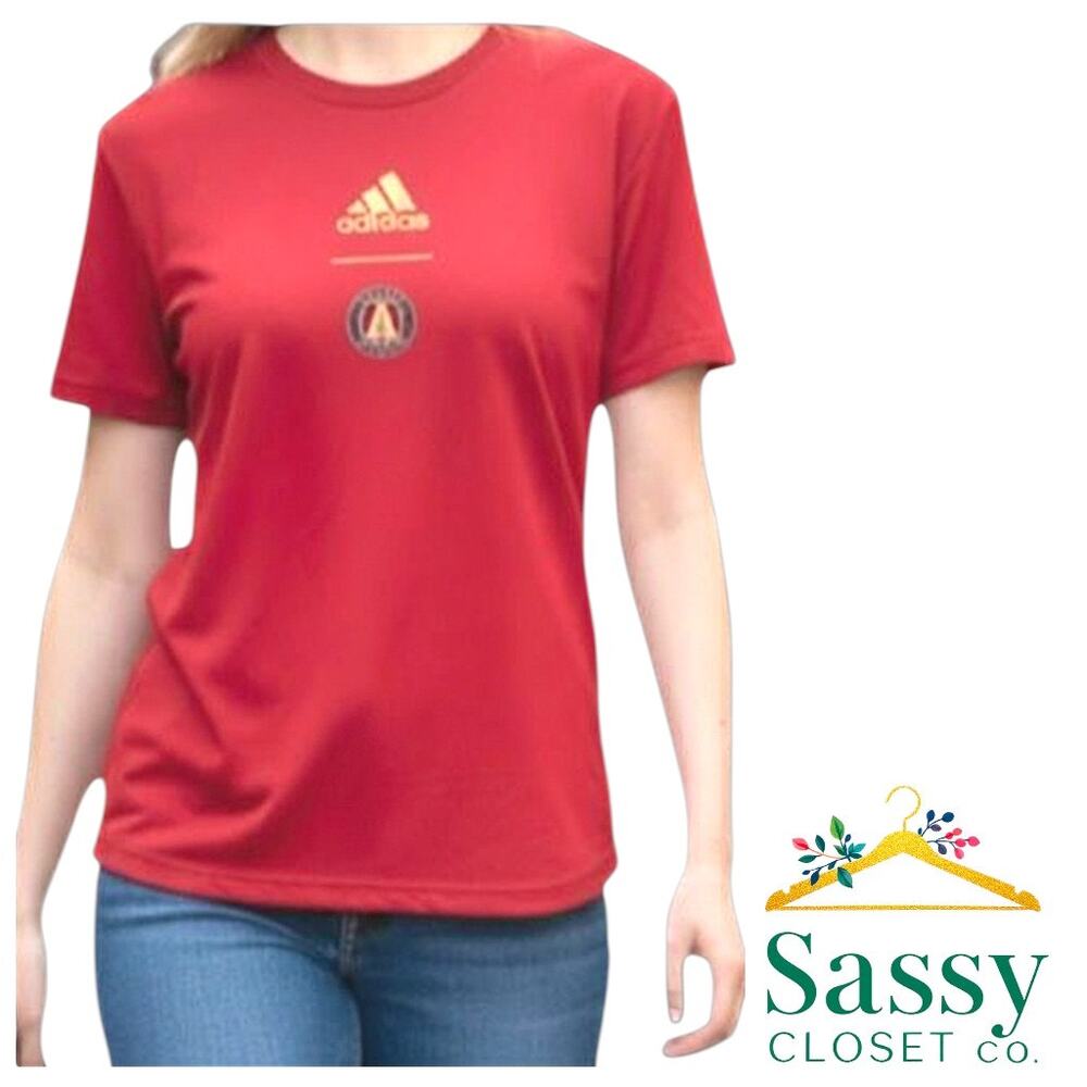 ADIDAS Atlanta United Creator Tee L Womens NWOT Red MLS Soccer Graphic Shirt